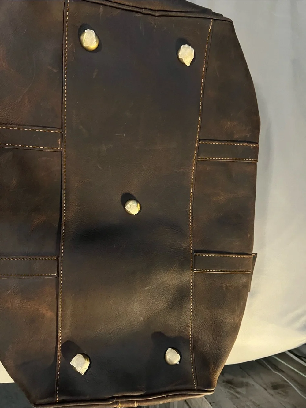 Large Genuine Leather Duffel Bag 20” Weekender Travel Bag w/Shoe Compartment